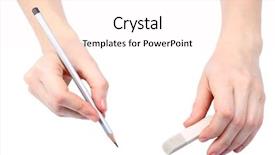  Presentation with black babies hands and feet in black human hands - Colorful slide set enhanced with eraser - human hands with pencil backdrop and a pink colored foreground