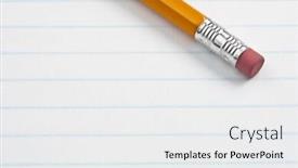  Presentation with lined paper - PPT layouts featuring eraser pencil end on note pad lined paper focus on eraser end of pencil background and a white colored foreground