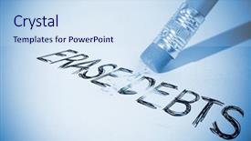  Presentation with hard work pencil - Theme consisting of erasing the word erase debt background and a sky blue colored foreground