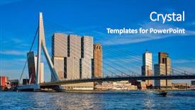  Presentation with boat river - Colorful PPT theme enhanced with erasmus bridge over nieuwe maas backdrop and a teal colored foreground