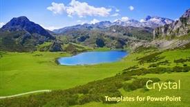  Presentation with lake - Audience pleasing PPT theme consisting of eropa - ercina lake at picos de backdrop and a tawny brown colored foreground