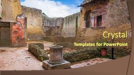  Presentation with roman ruins - Slide set with ercolano-italy-february-22-2022 background and a tawny brown colored foreground