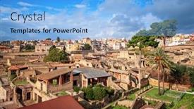  Presentation with ancient roman - PPT theme consisting of ercolano-italy-over-the-ancient background and a light blue colored foreground