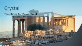  Presentation with temple - Cool new presentation design with erechtheion-temple-historical-ruins backdrop and a light blue colored foreground