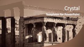  Presentation with greek - Presentation design enhanced with erechtheion temple in acropolis background and a coral colored foreground