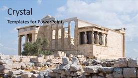  Presentation with temple - PPT theme featuring erechtheion temple on acropolis athens background and a light blue colored foreground