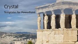  Presentation with ancient greece - PPT theme featuring erechtheum of parthenon in athens background and a light blue colored foreground