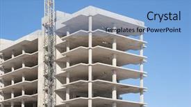  Presentation with concrete construction - PPT theme with erection equiments - concrete building construction background and a light blue colored foreground