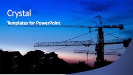  Presentation with construction red - Amazing PPT theme having erection equiments - construction of a building cranes backdrop and a  colored foreground