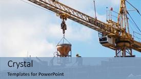  Presentation with concrete construction - Slides featuring erection equiments - construction workers pouring concrete mix background and a light blue colored foreground