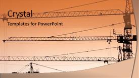  Presentation with group of people silhouettes walking - Slides consisting of erection equiments - group of jib crane silhouettes background and a  colored foreground