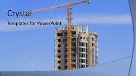  Presentation with construction site construction - Beautiful presentation design featuring erection equiments - high rise construction site backdrop and a light blue colored foreground