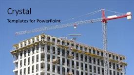  Presentation with elements - Theme having erection equiments - jib crane transporting construction elements background and a  colored foreground