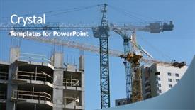  Presentation with property development apartment residential buildings - Beautiful slides featuring erection equiments - residential property construction site backdrop and a  colored foreground