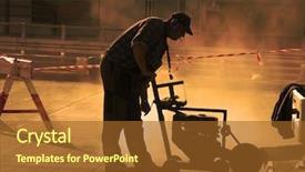  Presentation with concrete construction - Amazing slide set having erection equiments - silhouette of construction worker working backdrop and a tawny brown colored foreground