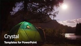  Presentation with tent - PPT theme with erection equiments - tent set up background and a wine colored foreground