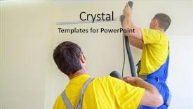  Presentation with furniture - Cool new slide deck with erection equiments - two male furniture assemblers backdrop and a soft green colored foreground