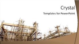  Presentation with building construction - PPT theme featuring erection equiments - unfinished building construction site isolated background and a  colored foreground