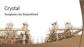  Presentation with building construction - Amazing PPT theme having erection equiments - unfinished building construction site isolated backdrop and a  colored foreground