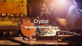  Presentation with workshop - Theme enhanced with erection equiments - welder working in workshop factory background and a tawny brown colored foreground