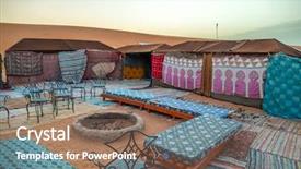  Presentation with camp - Presentation design consisting of erg chebbi at dawn morocco background and a violet colored foreground