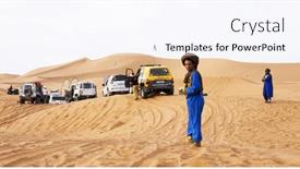  Presentation with vehicles - Colorful presentation theme enhanced with erg-chigaga-sahara-desert-morocco backdrop and a sky blue colored foreground