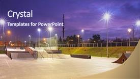  Presentation with poland - Audience pleasing slide set consisting of ergo - skate park in gdansk backdrop and a violet colored foreground