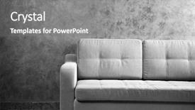  Presentation with wall mart - Amazing slide deck having ergonomic furniture - comfortable sofa against grey wall backdrop and a gray colored foreground