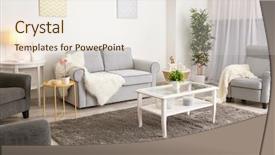  Presentation with zoo interior design - Beautiful PPT theme featuring ergonomic furniture - modern interior design of living backdrop and a sky blue colored foreground