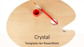  Presentation with brush - PPT layouts consisting of ergonomics children - wooden art palette with brush background and a  colored foreground