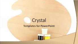  Presentation with art - Audience pleasing presentation consisting of ergonomics children - wooden art palette with brushes backdrop and a  colored foreground