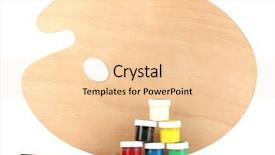  Presentation with art - Amazing presentation theme having ergonomics children - wooden art palette with brushes backdrop and a  colored foreground