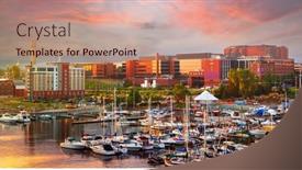  Presentation with usa - PPT theme consisting of erie-pennsylvania-usa-downtown background and a coral colored foreground
