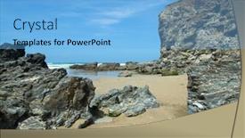  Presentation with eroding - Amazing PPT layouts having eroding-rock-cliffs-porthtowan-beach backdrop and a light blue colored foreground