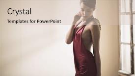  Presentation with modeling - Slide deck enhanced with erotic fashion modeling - attractive lady posing background and a  colored foreground