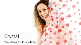  Presentation with curtains - Audience pleasing theme consisting of erotic girl smiling from behind the love curtains backdrop and a sky blue colored foreground