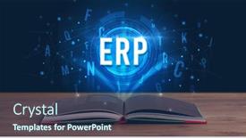  Presentation with erp technology - Presentation theme having erp-inscription-coming-out background and a ocean colored foreground