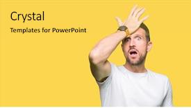  Presentation with memory - Amazing presentation having errow - handsome man wearing casual white backdrop and a  colored foreground