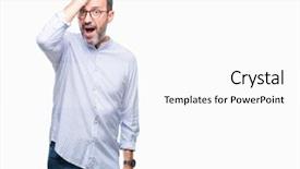  Presentation with memory - Cool new presentation design with errow - middle age hoary senior man backdrop and a white colored foreground