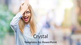  Presentation with memory - PPT theme having errow - young beautiful blonde business woman background and a light blue colored foreground