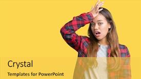  Presentation with memory - Beautiful slide set featuring errow - young beautiful brunette woman wearing backdrop and a  colored foreground