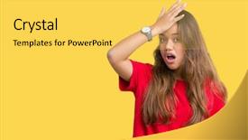  Presentation with arabian woman wearing hijab muslim - Presentation design consisting of errow - young beautiful brunette woman wearing background and a  colored foreground