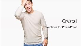  Presentation with isolated paw prints over white - Presentation theme enhanced with errow - young handsome man over isolated background and a  colored foreground