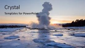  Presentation with iceland location famous place kirkjufellsfoss - Presentation consisting of eruption of famous strokkur geyser background and a light blue colored foreground