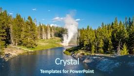  Presentation with yellowstone - Colorful PPT theme enhanced with eruption of riverside geyser backdrop and a  colored foreground