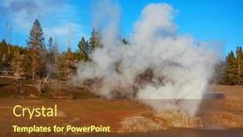  Presentation with beautiful landscapes - Beautiful PPT theme featuring eruption-of-riverside-geyser backdrop and a tawny brown colored foreground
