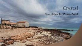  Presentation with gloomy - Audience pleasing slide deck consisting of es-trenc-beach-under-dramatic backdrop and a light blue colored foreground