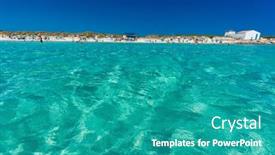  Presentation with people enjoying - Presentation design having es-trenc-majorca-spain-25 background and a teal colored foreground