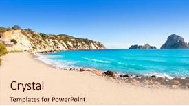  Presentation with island - Slides having es vedra island of ibiza background and a lemonade colored foreground