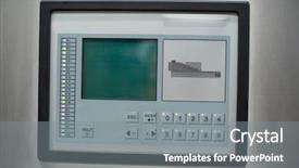  Presentation with factory machine - Theme featuring esc - close-up of control button background and a gray colored foreground